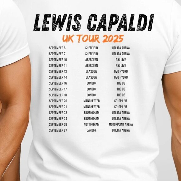 Lewis Capaldi UK Tour 2025 T-Shirt Concert 99 - Picture 3 of 6